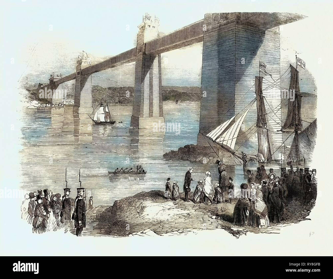 Ihrer Majestät Besuch der Britannia Tubular Bridge, 1852 Stockfoto