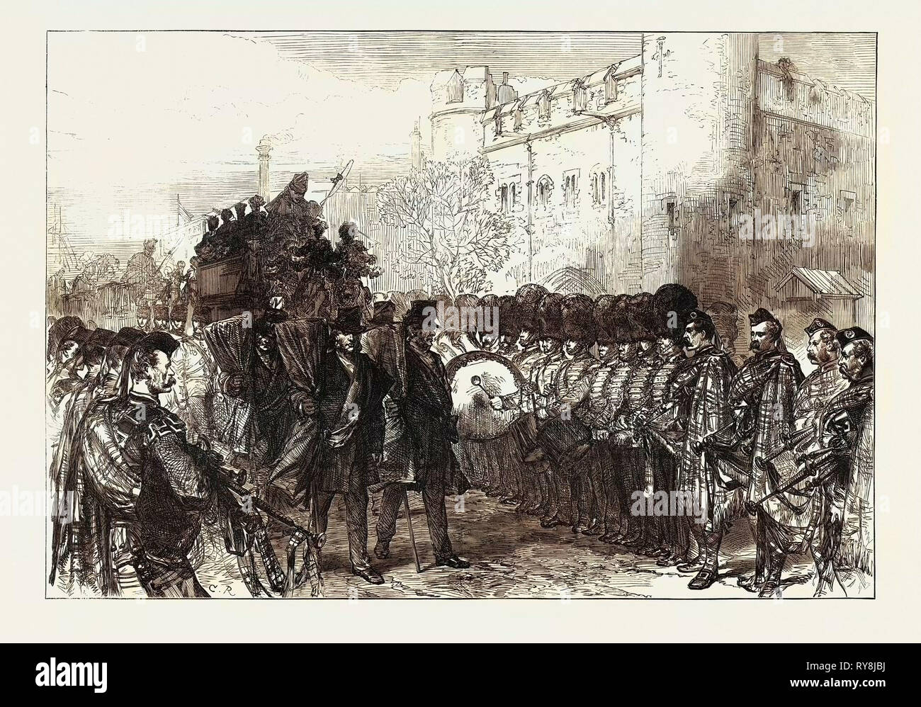 Beerdigung von Sir John Burgoyne am Turm: die Prozession vorbei Traitors Gate London 1871 Stockfoto