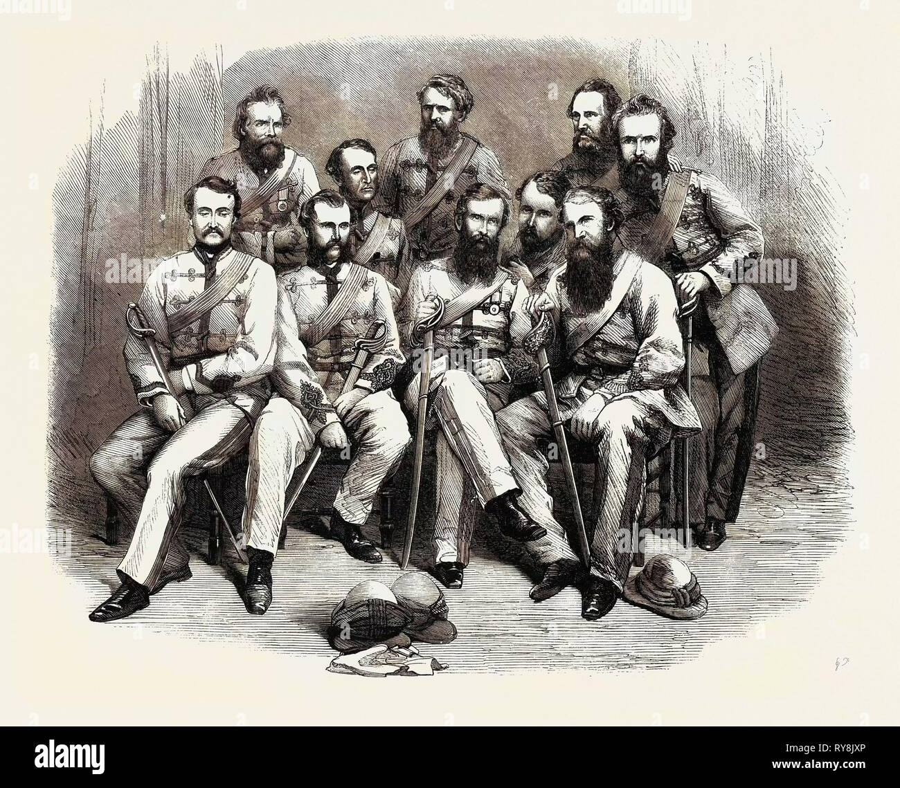 Die Offiziere der 1. Punjaub Freiwillige Rifle Corps Stockfoto