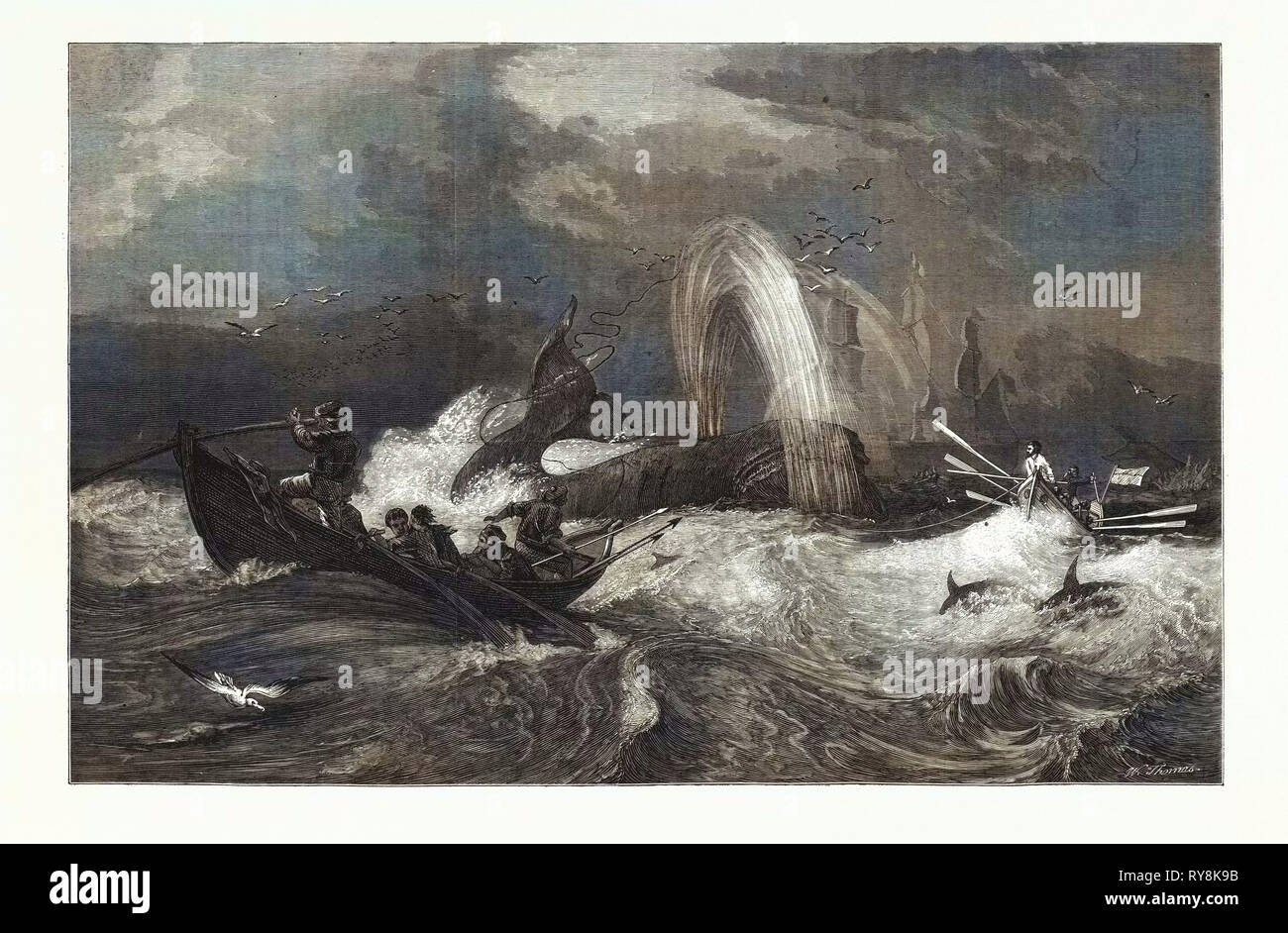 South Sea Walfang, in der Allgemeinen Ausstellung mit Aquarell Zeichnungen Dudley Galerie 1868 Stockfoto