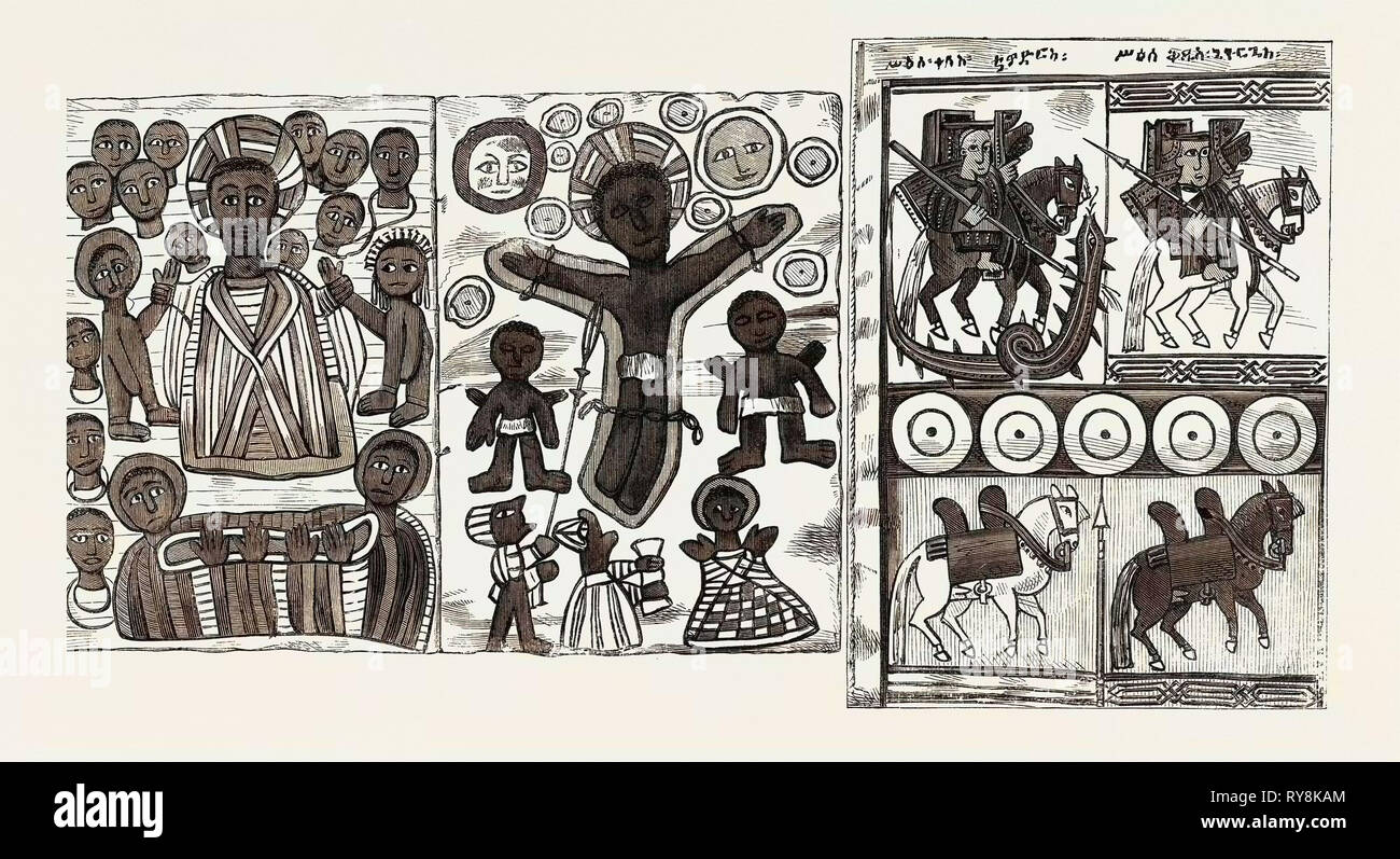 Faksimile von zwei Seiten einer Abessinier Bibel 1868 Stockfoto