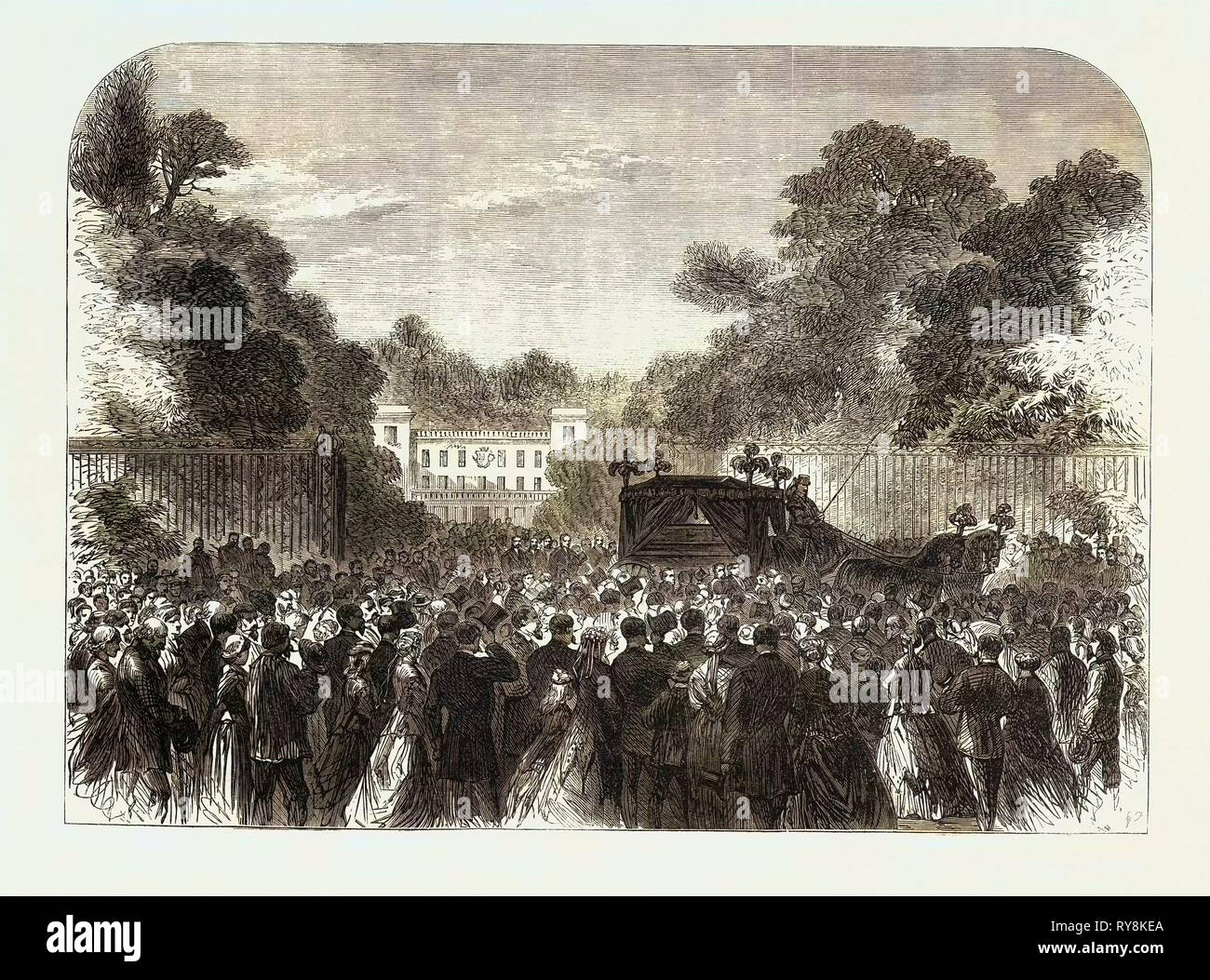 Begräbnis des verstorbenen Lord Brougham in Cannes 1868 Stockfoto