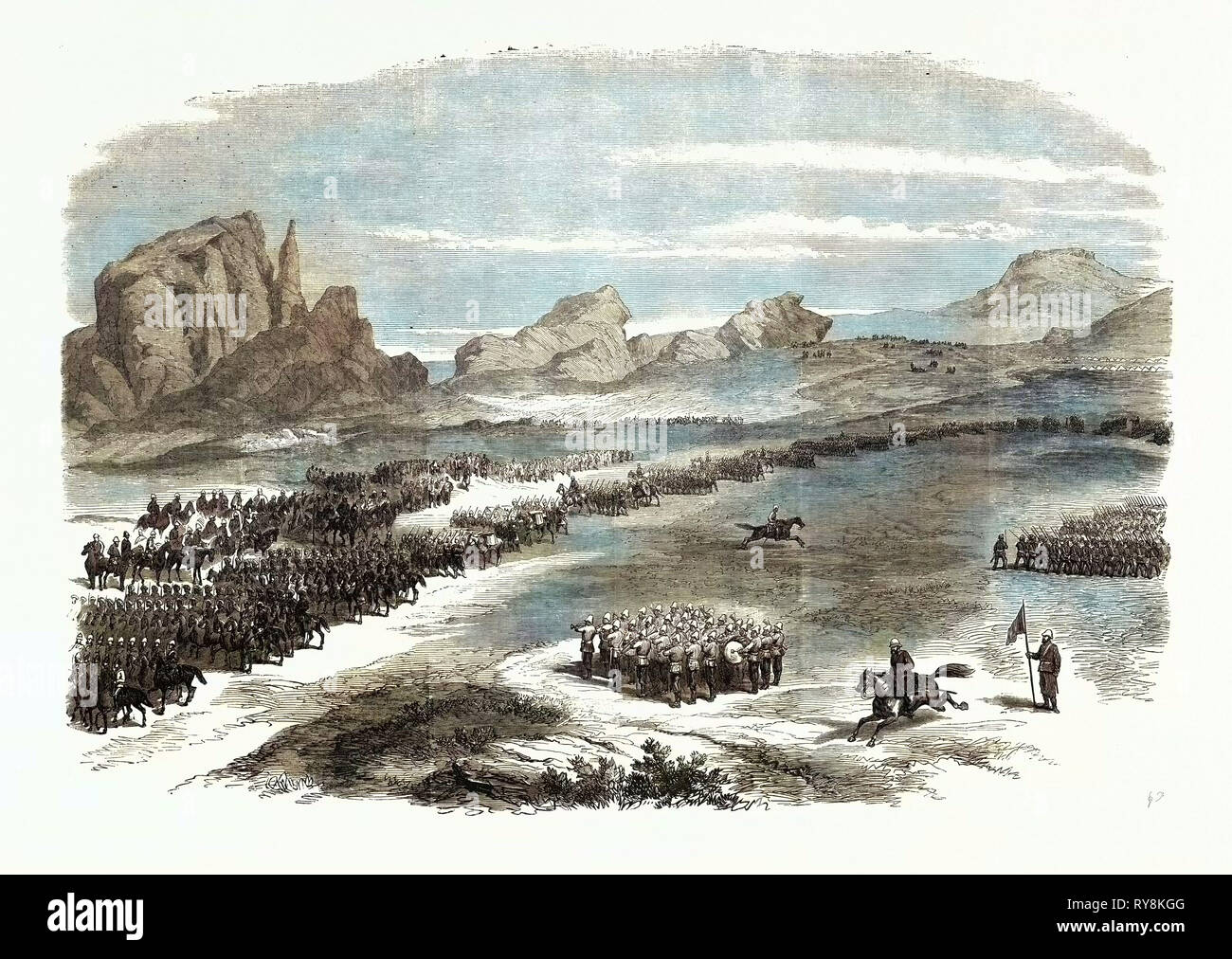 Die Abessinier Expedition: Überprüfung der Britischen Armee auf den Geburtstag der Königin an Senafe 1868 Stockfoto