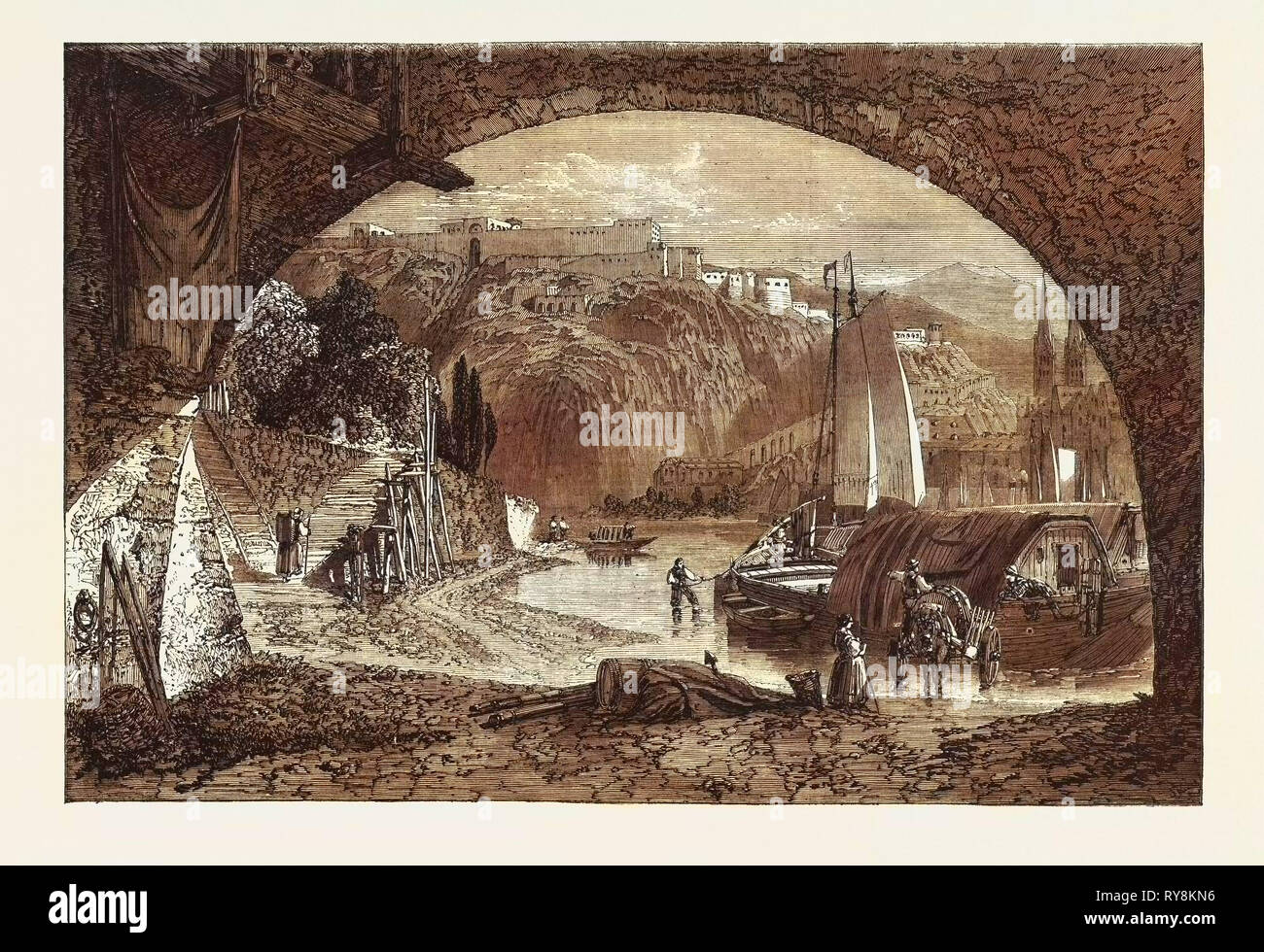 Reminiszenz an den Rhein, in der Ausstellung der Gesellschaft der britischen Künstler 1861 Stockfoto
