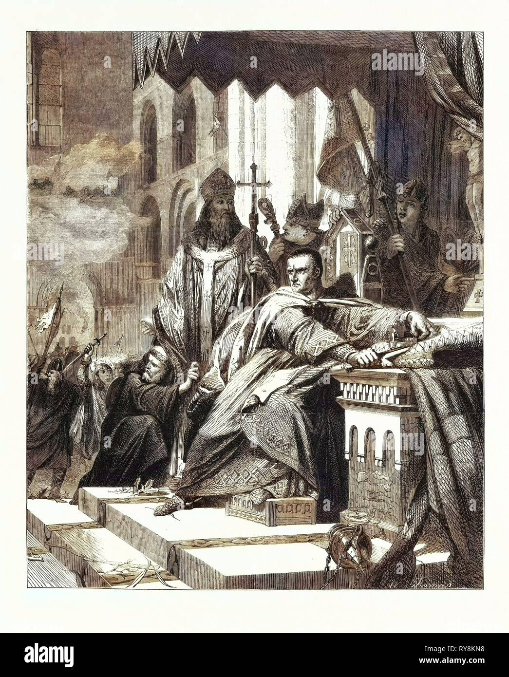 Die Krönung von Wilhelm dem Eroberer", jetzt an der Gesellschaft der Künste 1861 Stockfoto