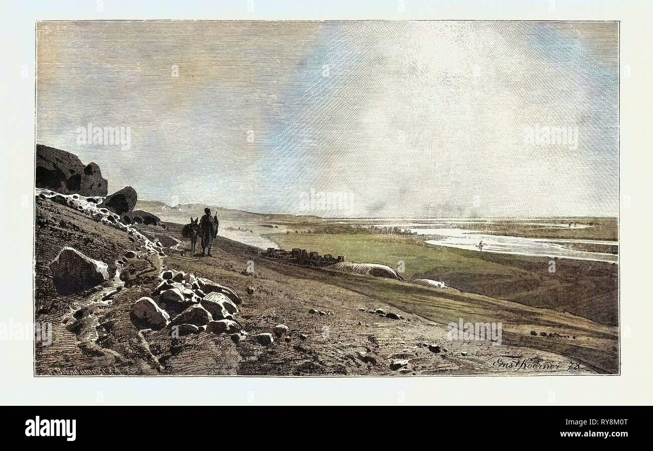 DAS TAL DES NILS IN BENI HASAN. Ägypten, Gravur 1879 Stockfoto