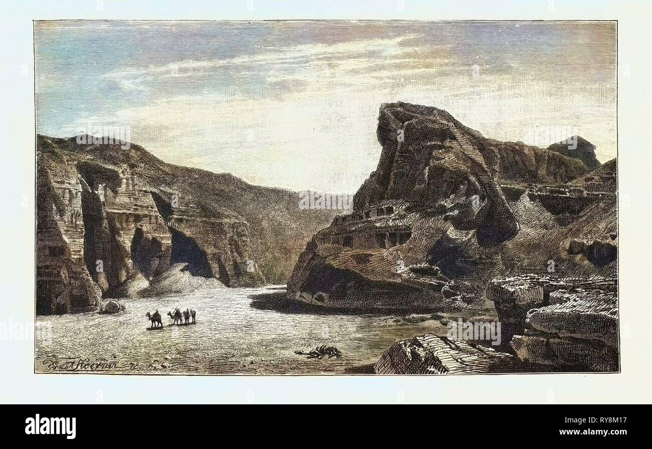 TAL DER SPEOS ARTEMIDOS. Ägypten, Gravur 1879 Stockfoto
