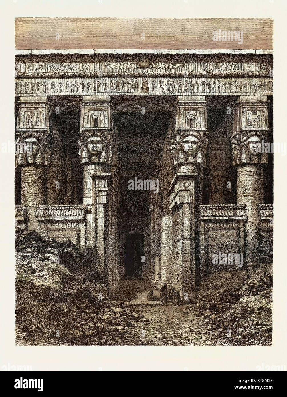 DAS GROßE GERICHT DES HIMMELS, DENDERA. Ägypten, Gravur 1879 Stockfoto