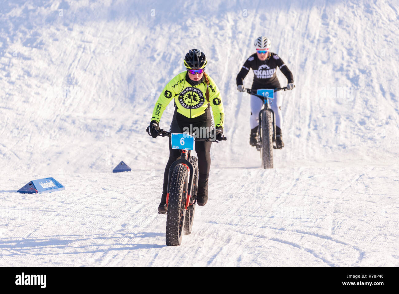 Nerskogen fatbike Rasse, IL, Alta, Finnmark, Norwegen. Stockfoto