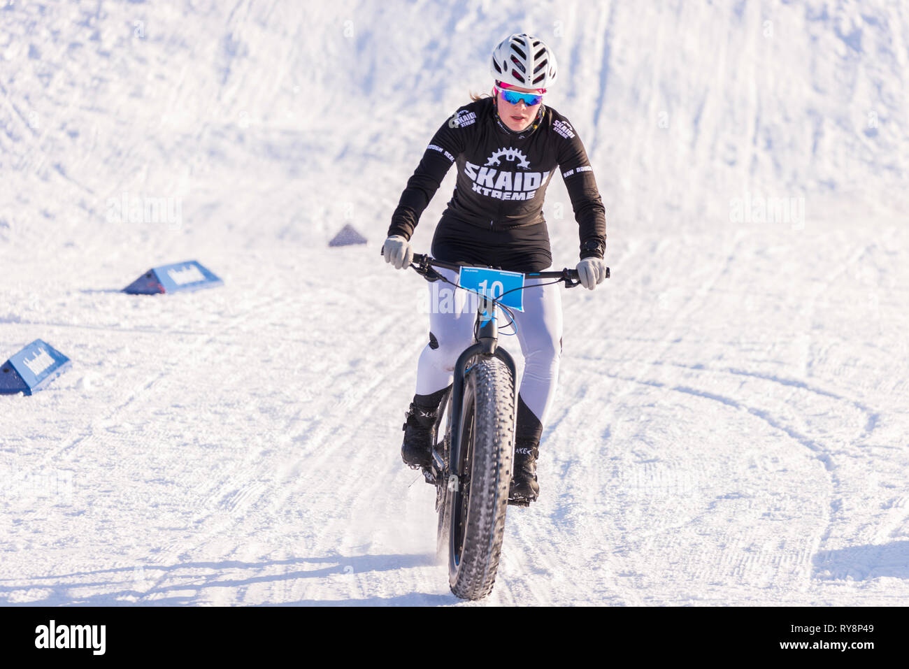 Nerskogen fatbike Rasse, IL, Alta, Finnmark, Norwegen. Stockfoto