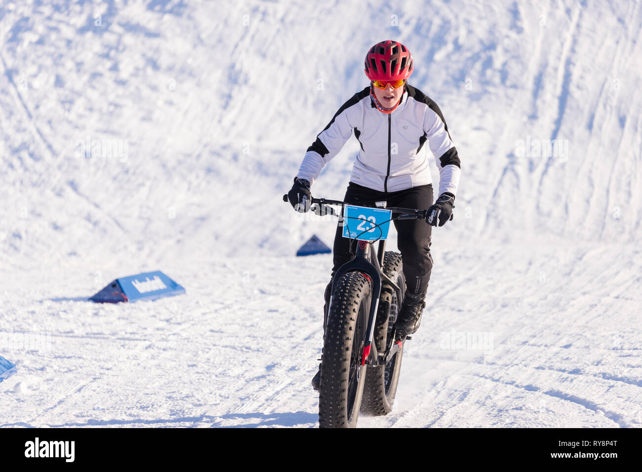 Nerskogen fatbike Rasse, IL, Alta, Finnmark, Norwegen. Stockfoto