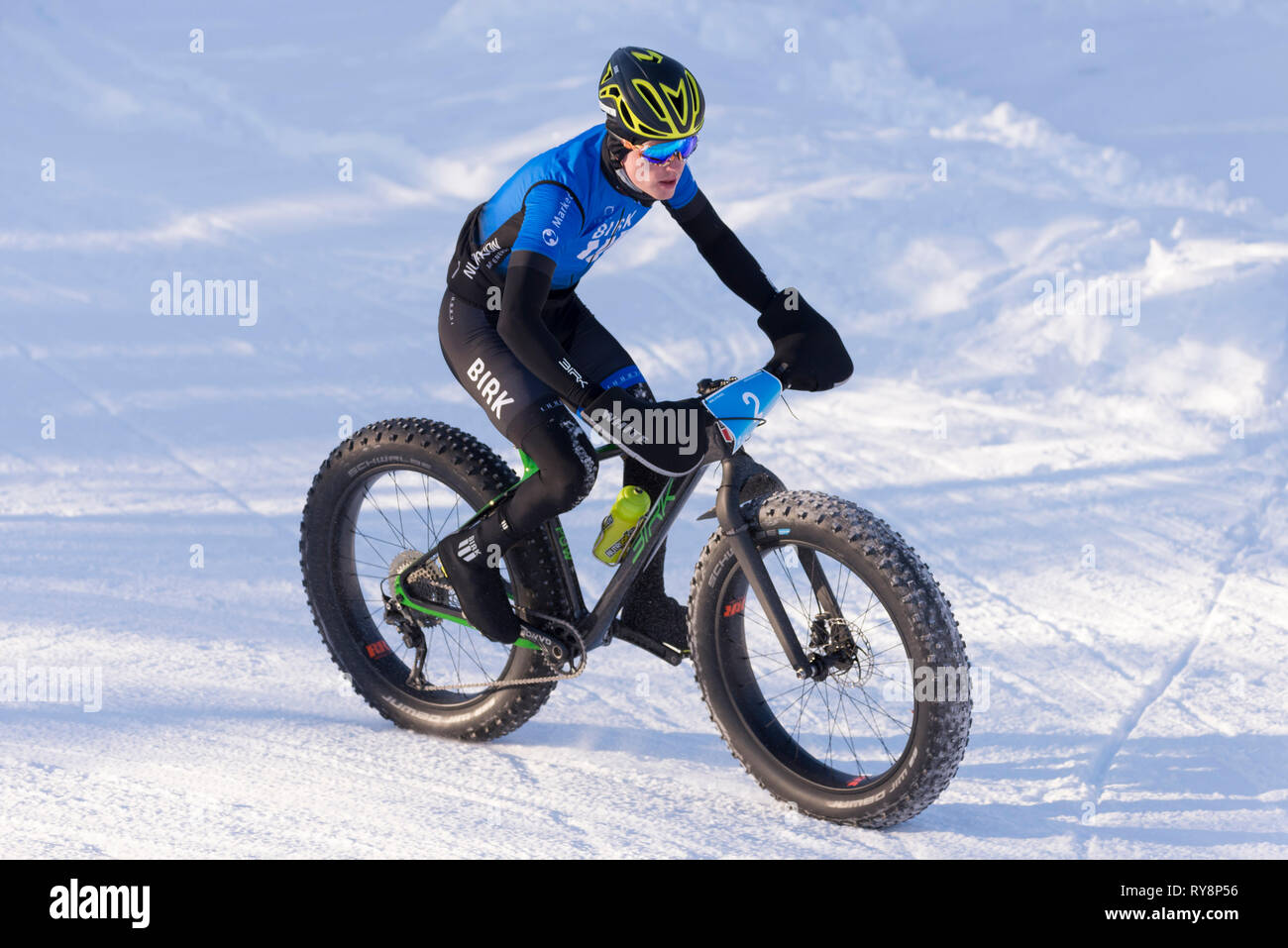 Nerskogen fatbike Rasse, IL, Alta, Finnmark, Norwegen. Stockfoto