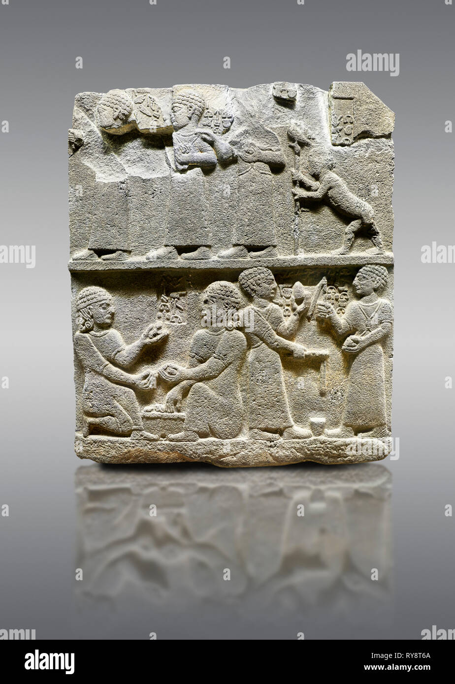 Bild-und-Bild der Hethiter monumentale Relief modellierten orthostat stone Panel von Royal untermauern. Basalt, Karkamıs, (Kargamıs), Karkemisch (Karkemish), 9. Stockfoto