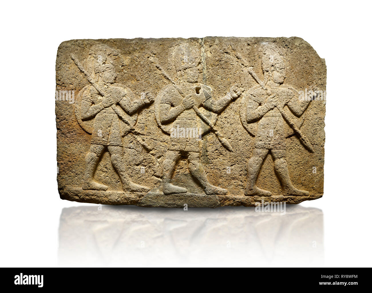 Hethiter monumentale Relief modellierten orthostat stone Panel der Verkünder Wand Basalt, Karkamıs, (Kargamıs), Karkemisch (Karkemish), 900-700 V.CHR. Anatolischen Stockfoto