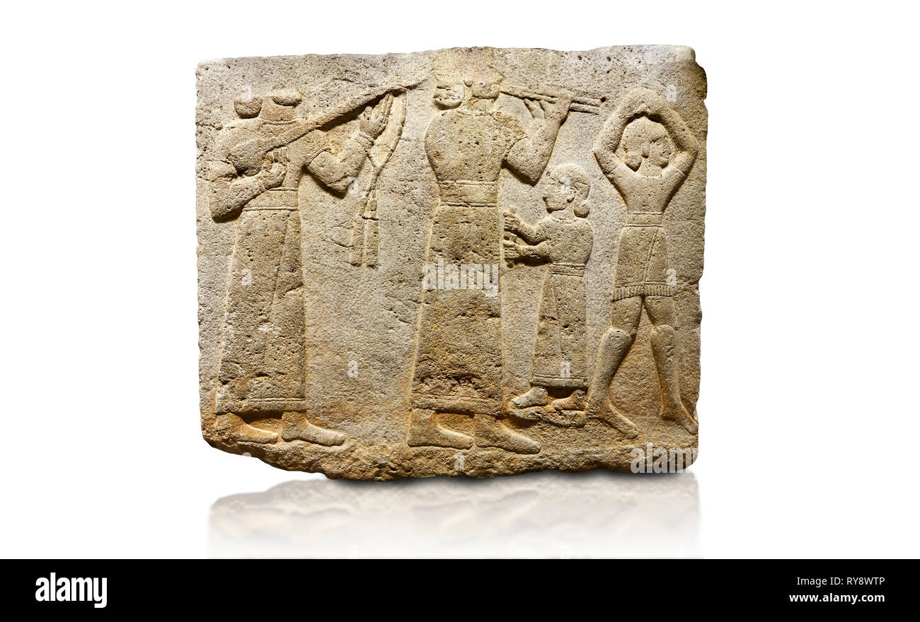 Hethiter monumentale Relief modellierten orthostat stone Panel der Prozession. Kalkstein, Karkamıs, (Kargamıs), Karkemisch (Karkemish), 900-700 V.CHR. Anatolien Stockfoto