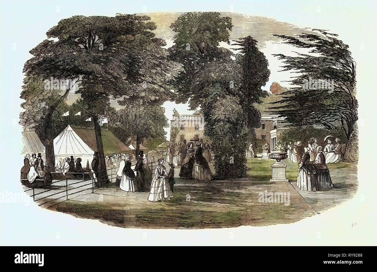 Fete in Park und Gärten des Bowood, Wiltshire, 1852 Stockfoto