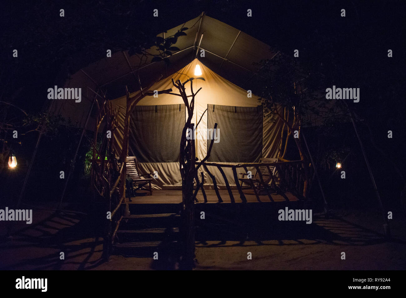 Asien, Sri Lanka, Yala Nationalpark, Wildnis Yala tendenziell Camp Stockfoto