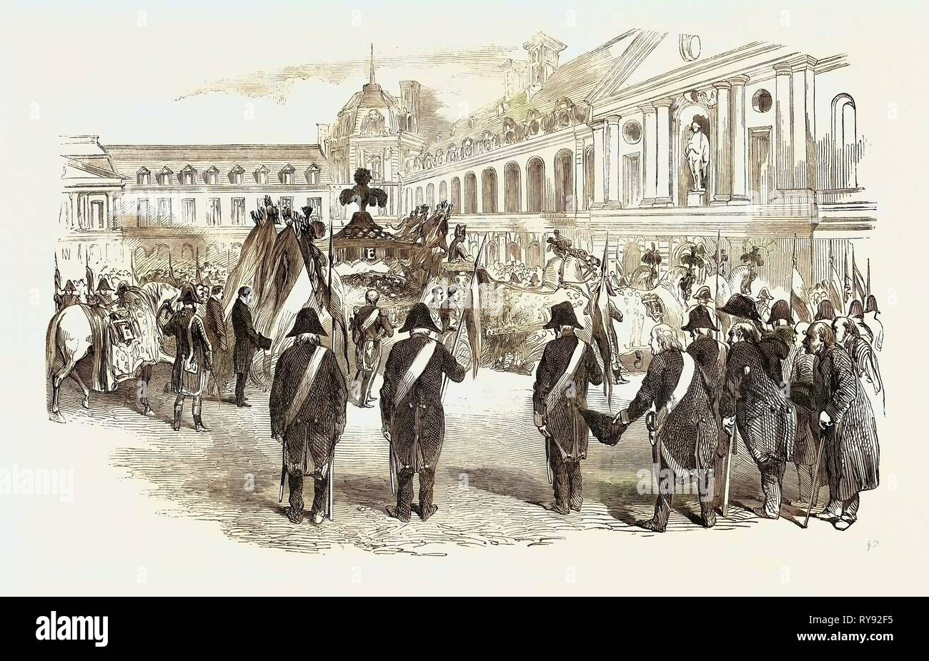 Trauerzug von Marschall Exelmans zur Kirche des Invalides, Paris, 1852 Stockfoto