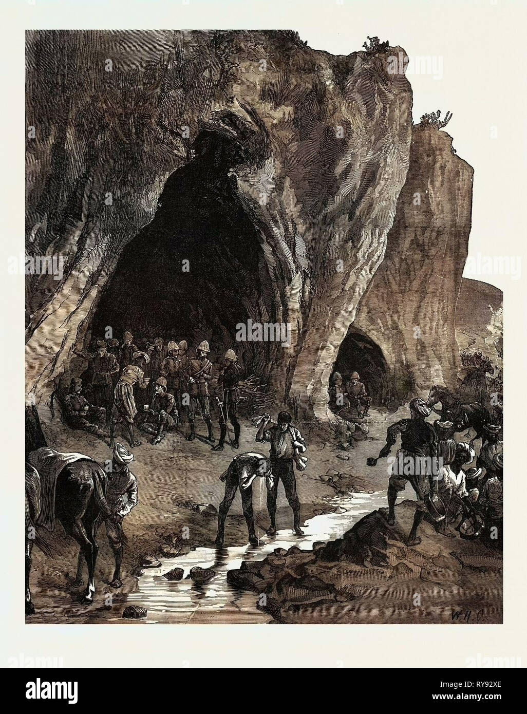 Der afghanische Krieg: Lundi Khana Khyber Pass Höhle, wo Sir Samuel Browne und Personal Biwakierten 1879 Stockfoto