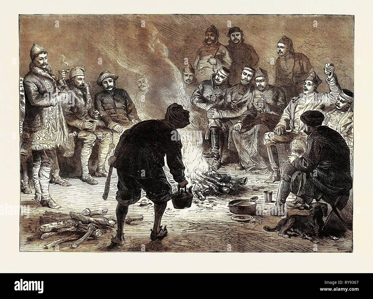 Der Krieg in Afghanistan: Im Camp des 10 Husaren Jellalabad 1879 Stockfoto