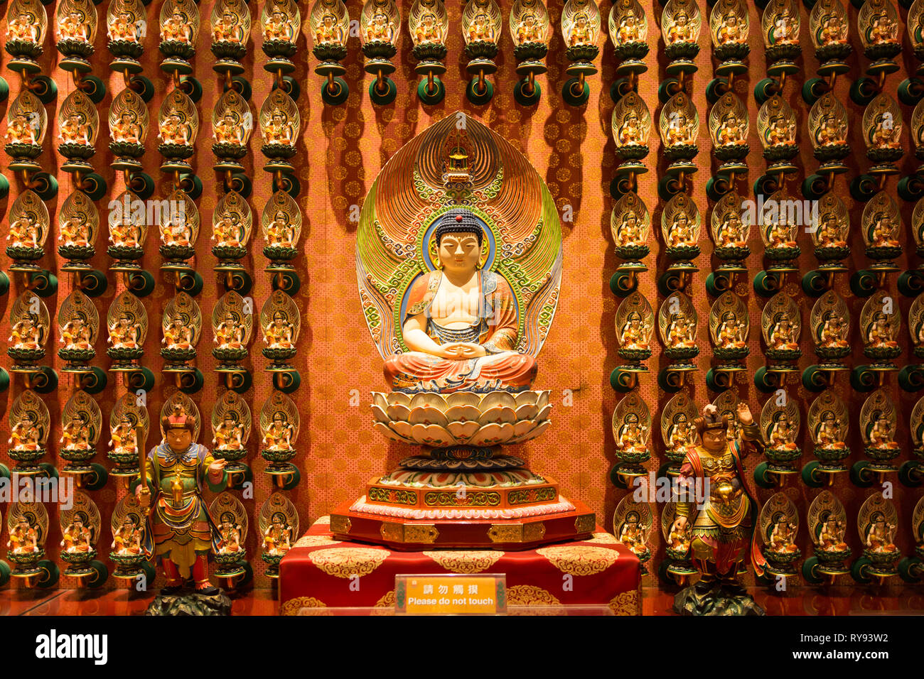 Buddha Zahns Tempel und Museum, Singapur, innere Statue Stockfoto