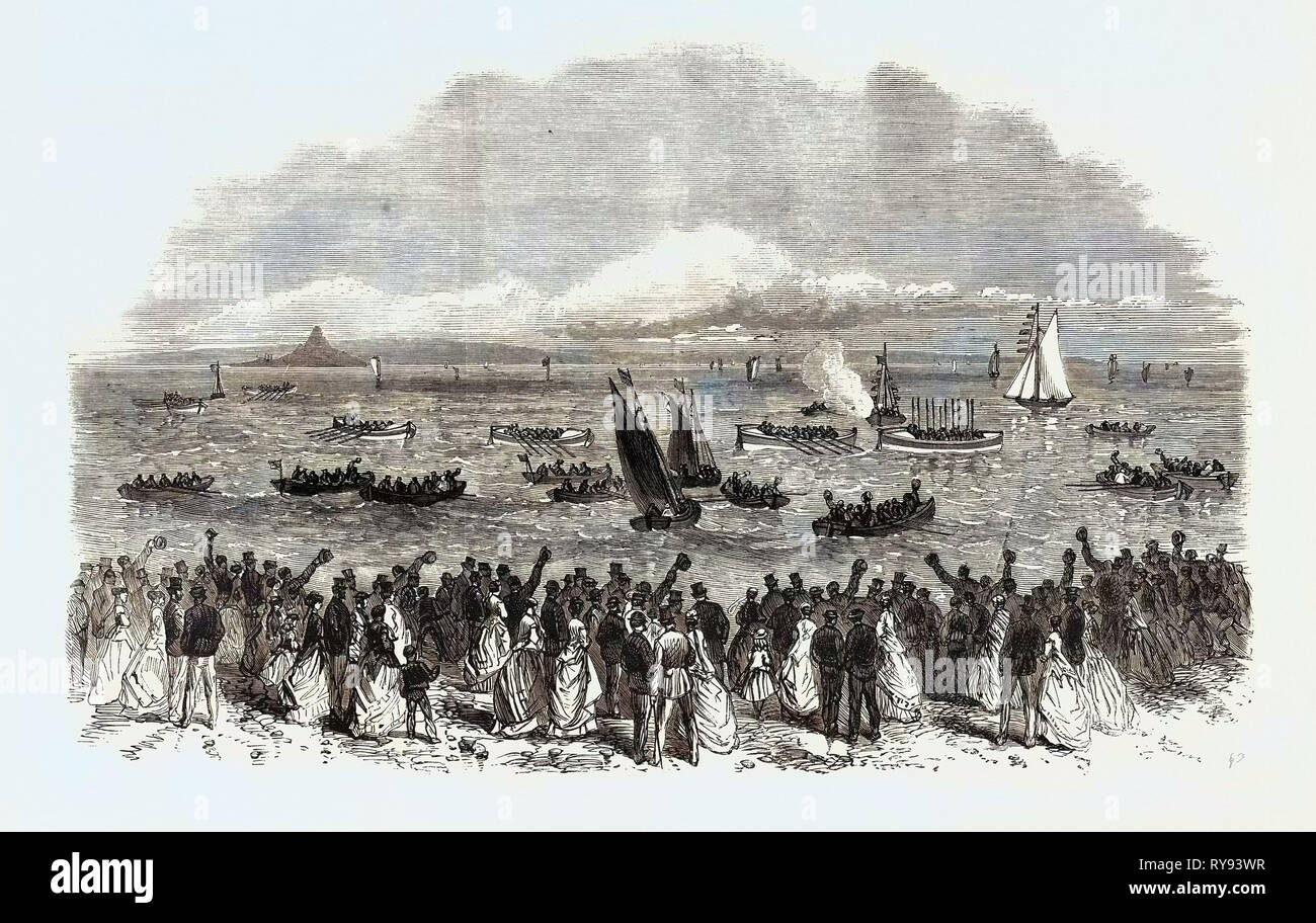 Rennen von sechs Rettungsboote von Penzance GROSSBRITANNIEN 1867 Stockfoto