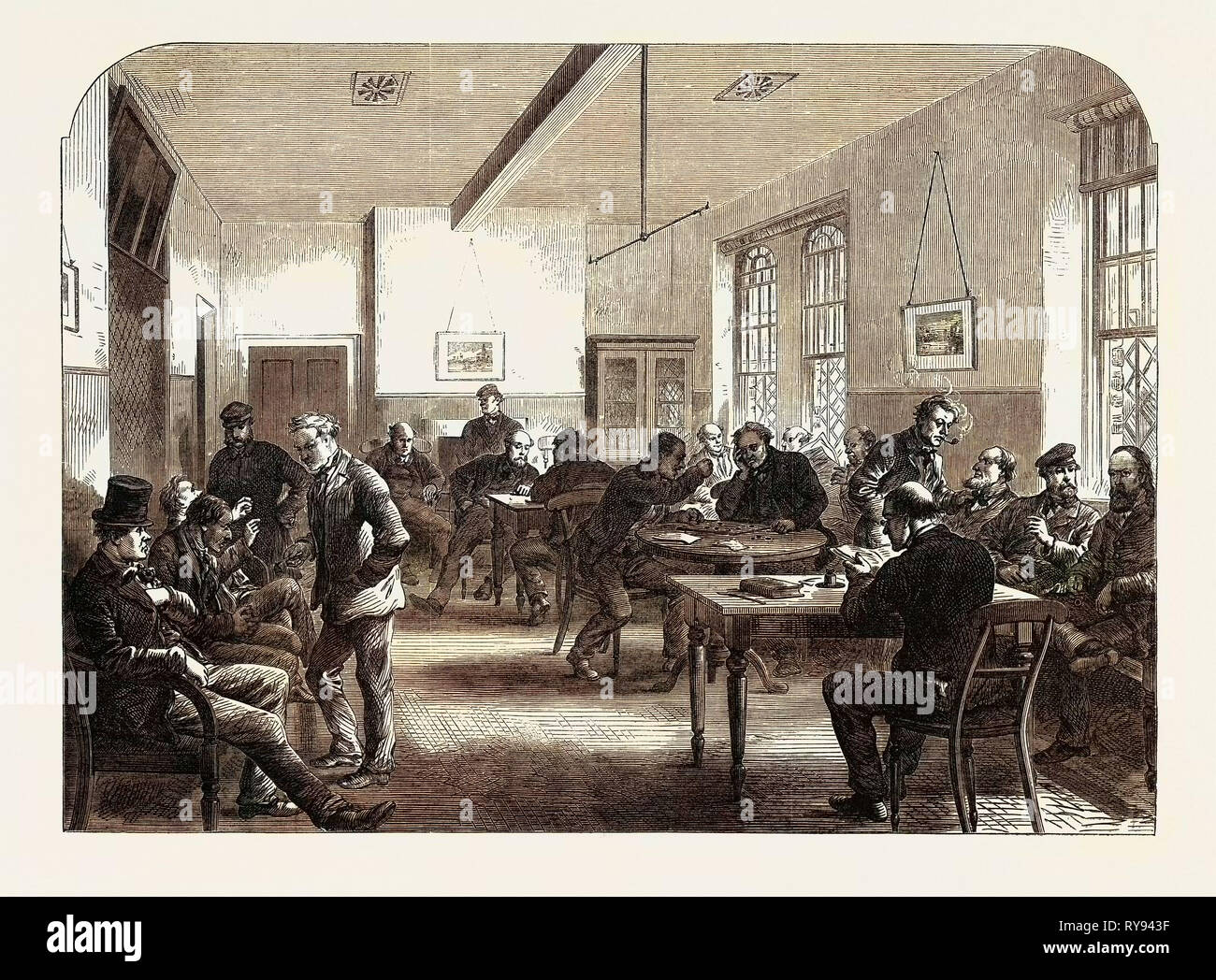 Das Broadmoor kriminellen Irrenhaus: Day-Room für männliche Patienten, Großbritannien 1867 Stockfoto