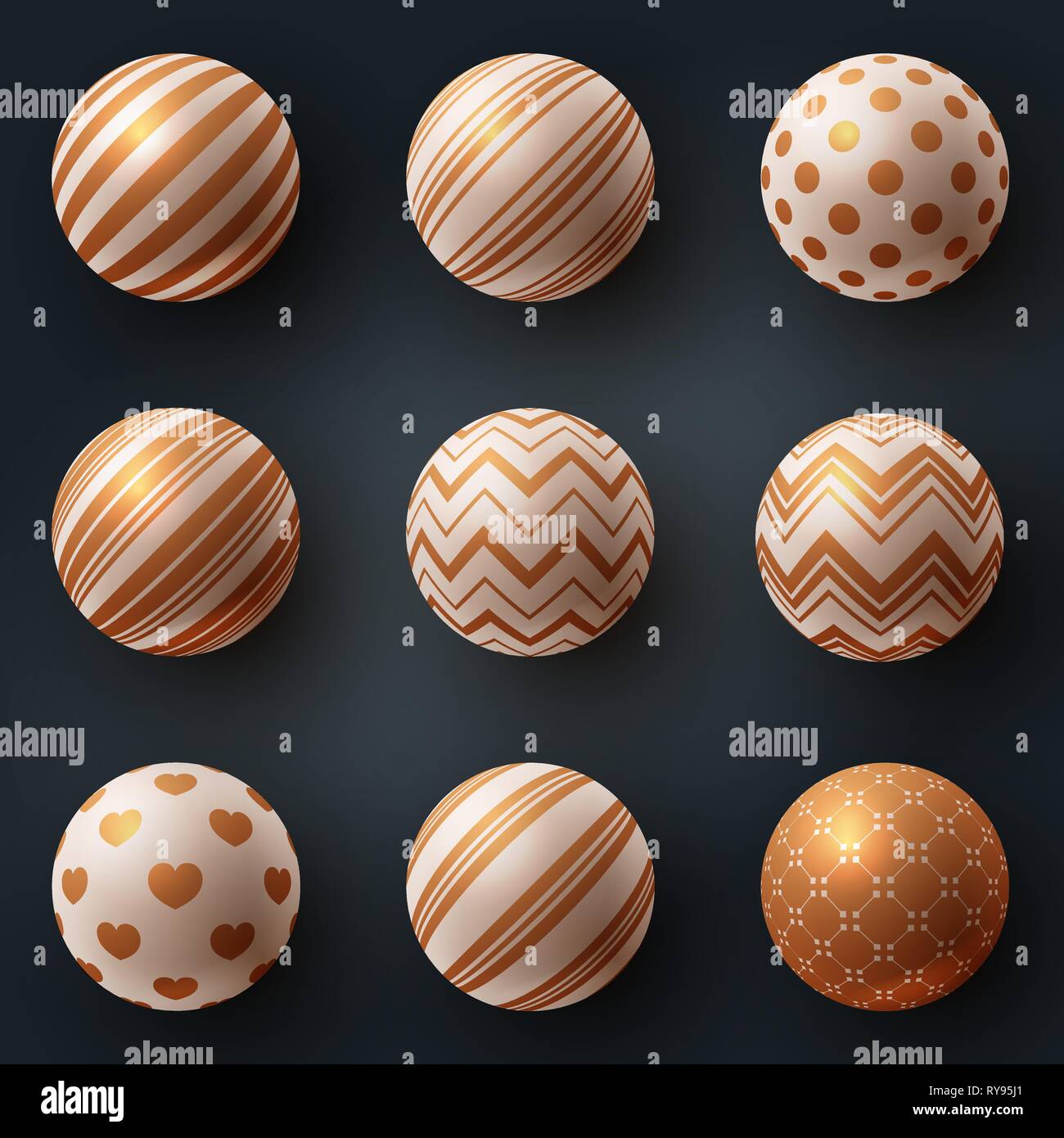 Set Textur Kugel - realistische Symbol. Stock Vektor