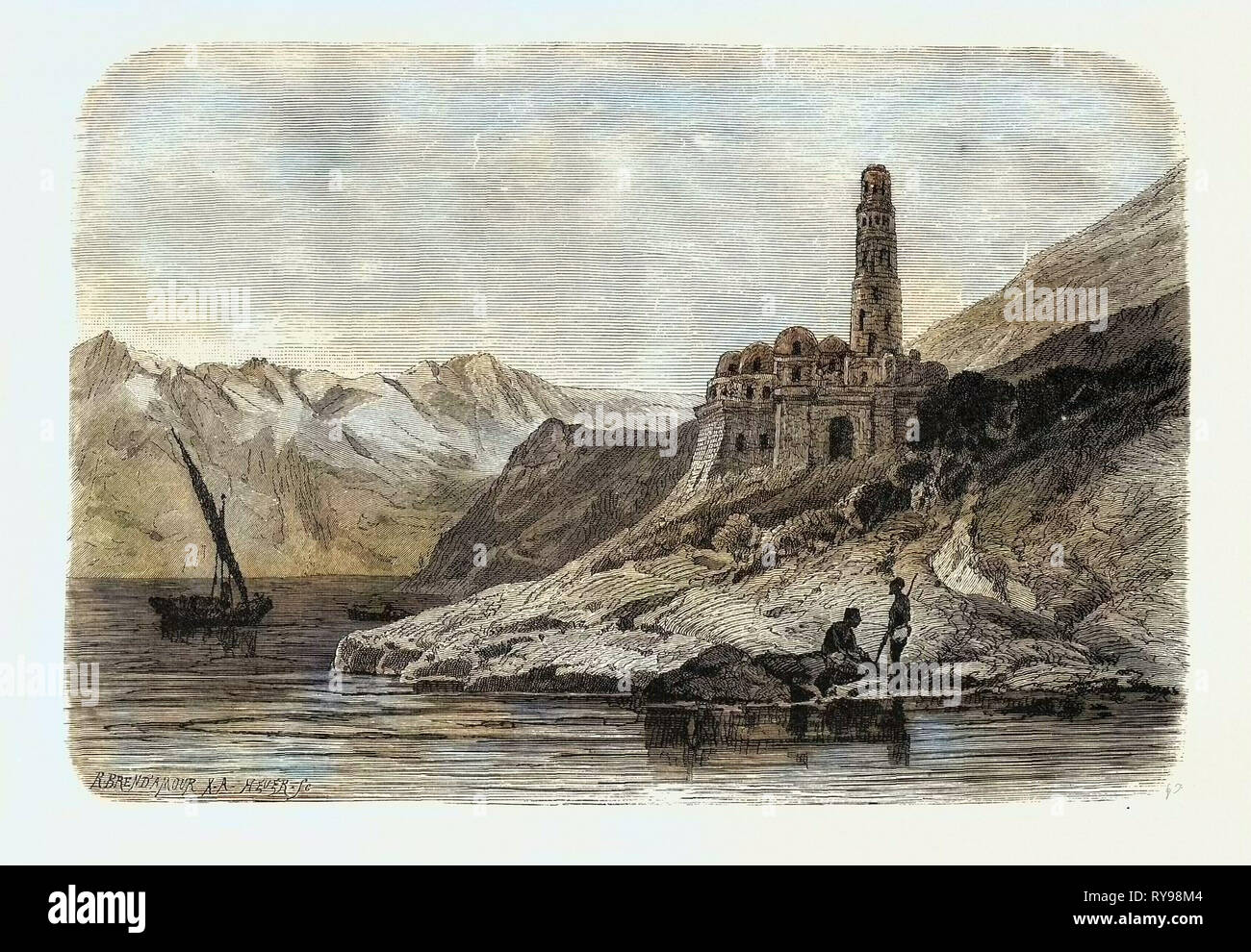 ZÜGEL DES KOPTISCHEN KLOSTERS IN DER NÄHE VON PHILAE. Ägypten, Gravur 1879 Stockfoto