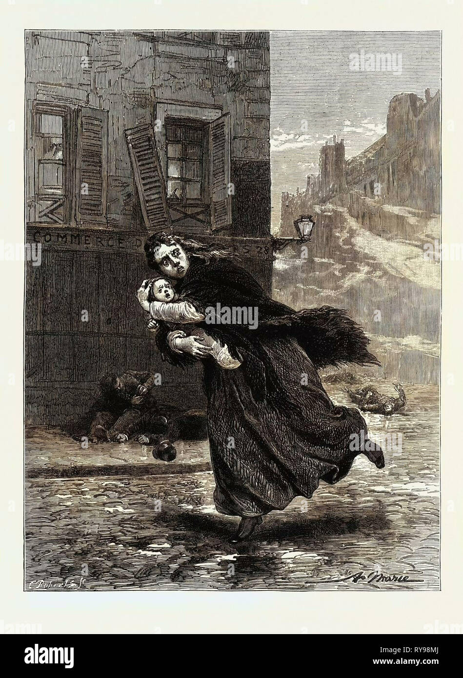 Das Massaker, Schießen auf Frauen, Geschichte der Kriminalität, Victor Hugo Stockfoto