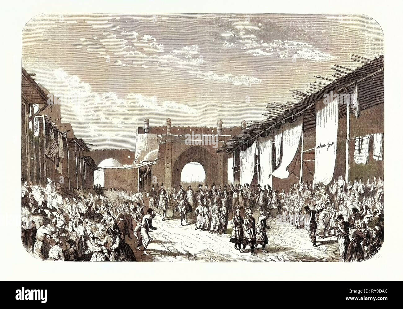 In Teheran von Herrn Bouree, ausserordentlicher Gesandter und bevollmächtigter Minister nach Persien eingeben, und der französischen Gesandtschaft. Gravur 1855 Stockfoto