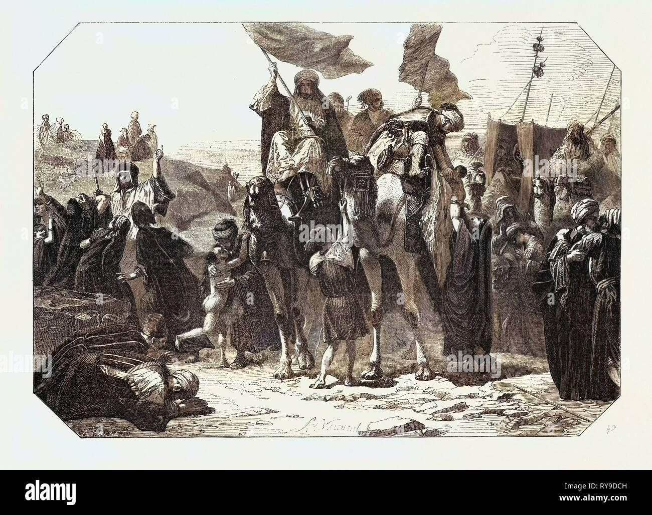 Rückkehr aus Mekka, Gravur 1855 Stockfoto