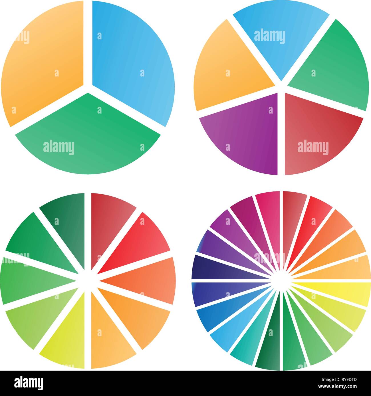 Kreisdiagramme Gruppe isoliert Vector Illustration Stock Vektor