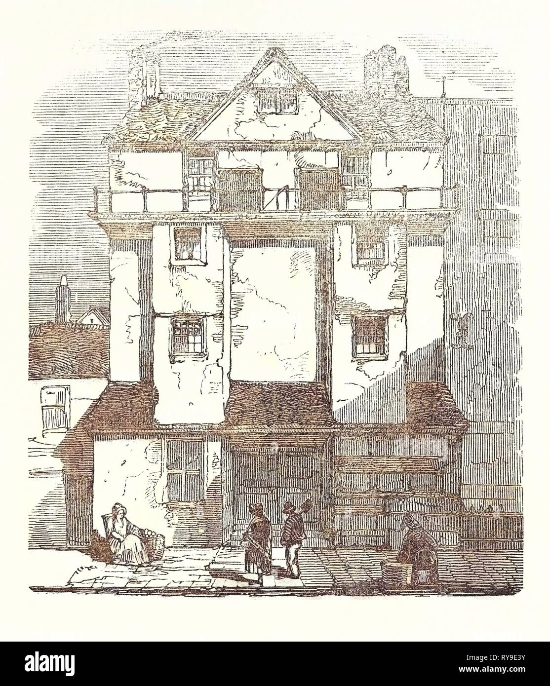 Der Caxton House, in der almonry, November 1845. William Caxton (Ca. 1415 1422 Ca. März 1492) war ein englischer Kaufmann, Diplomat, Schriftsteller und Drucker. Großbritannien, Großbritannien, England, Europa, Großbritannien, Großbritannien, europäischen Stockfoto