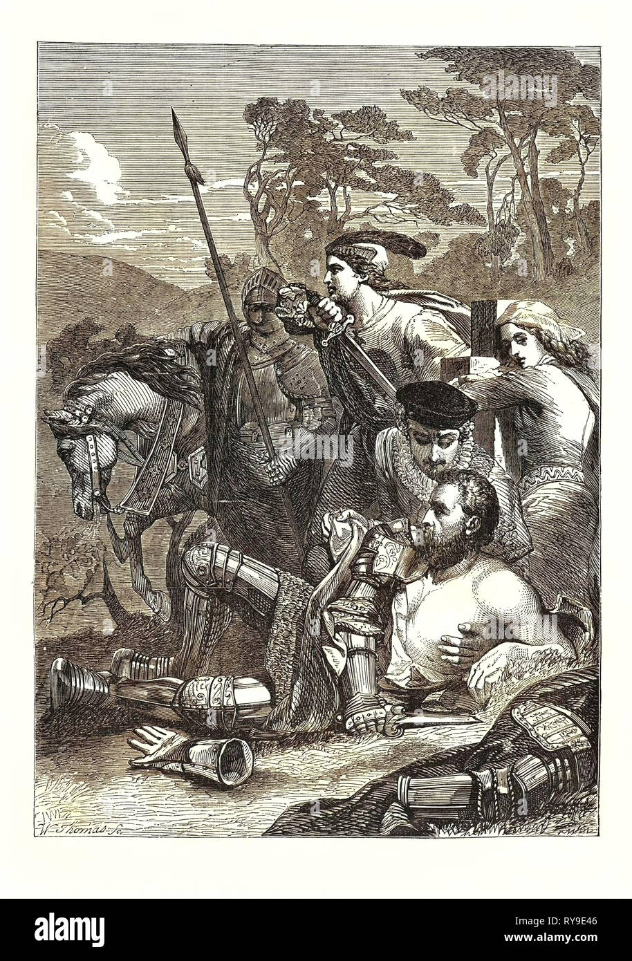 Der Tod von Marmion. (Scott), Marmion ist ein episches Gedicht von Walter Scott von der Schlacht von Flodden Field (1513 Stockfoto