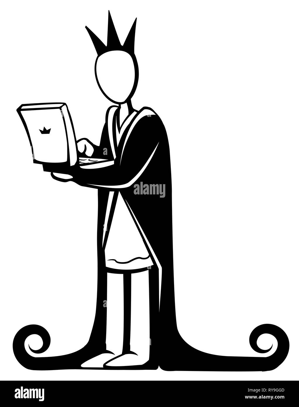 König computer user Symbol Silhouette Schablone schwarz, Vector Illustration, Vertikal, isoliert Stock Vektor