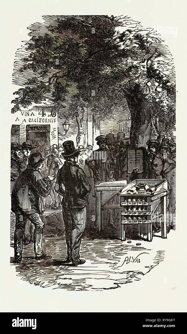 Volksbelustigungen von Paris: von außen einen billigen Wein Shop Stockfoto