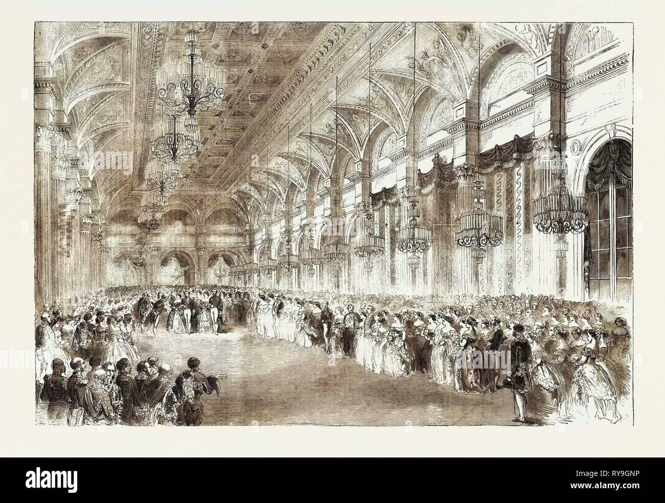 Her Majesty's Besuch in Frankreich. Grand Ball im Hotel De Ville Stockfoto