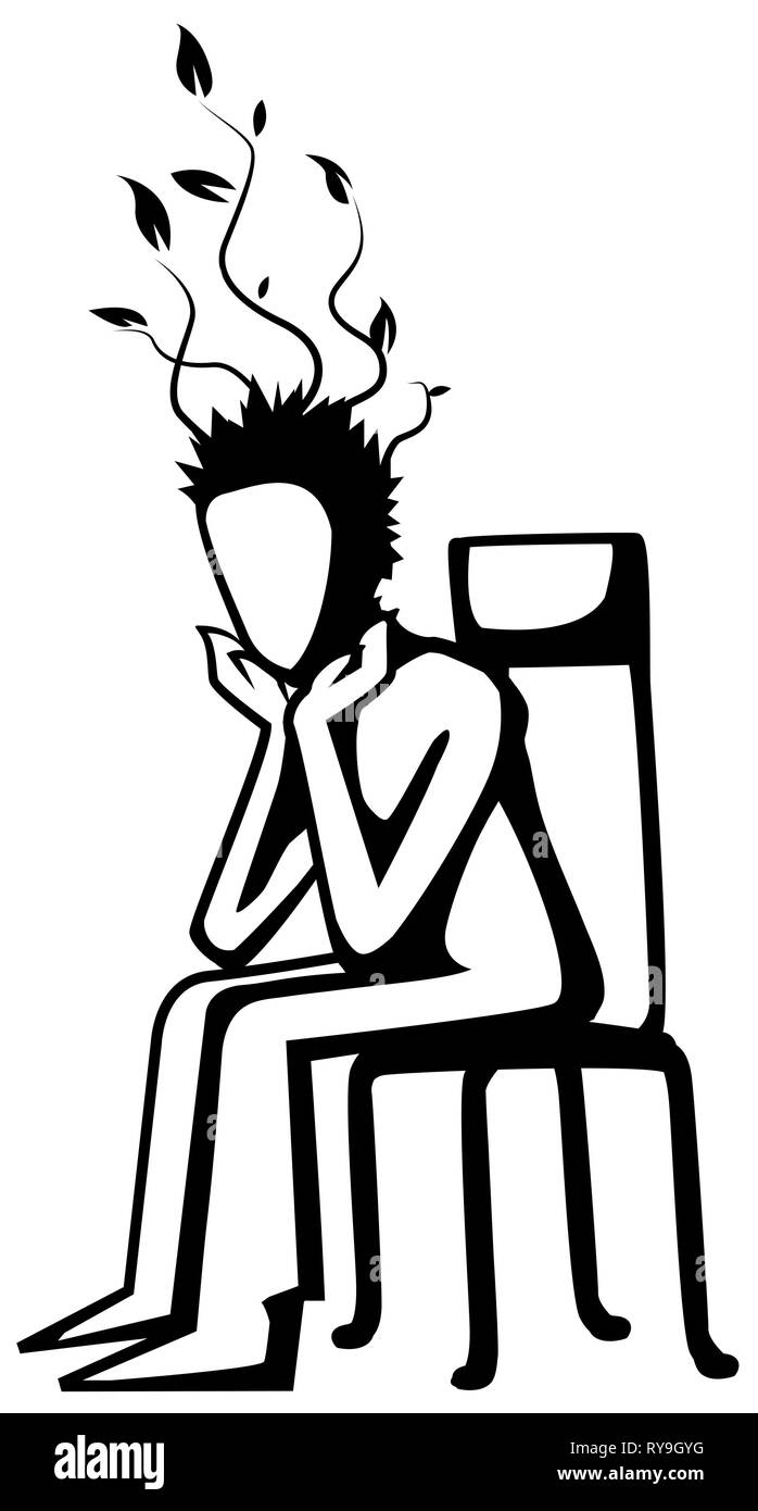 Kreativität Denker Symbol Silhouette Schablone schwarz, Vector Illustration, Vertikal, isoliert Stock Vektor