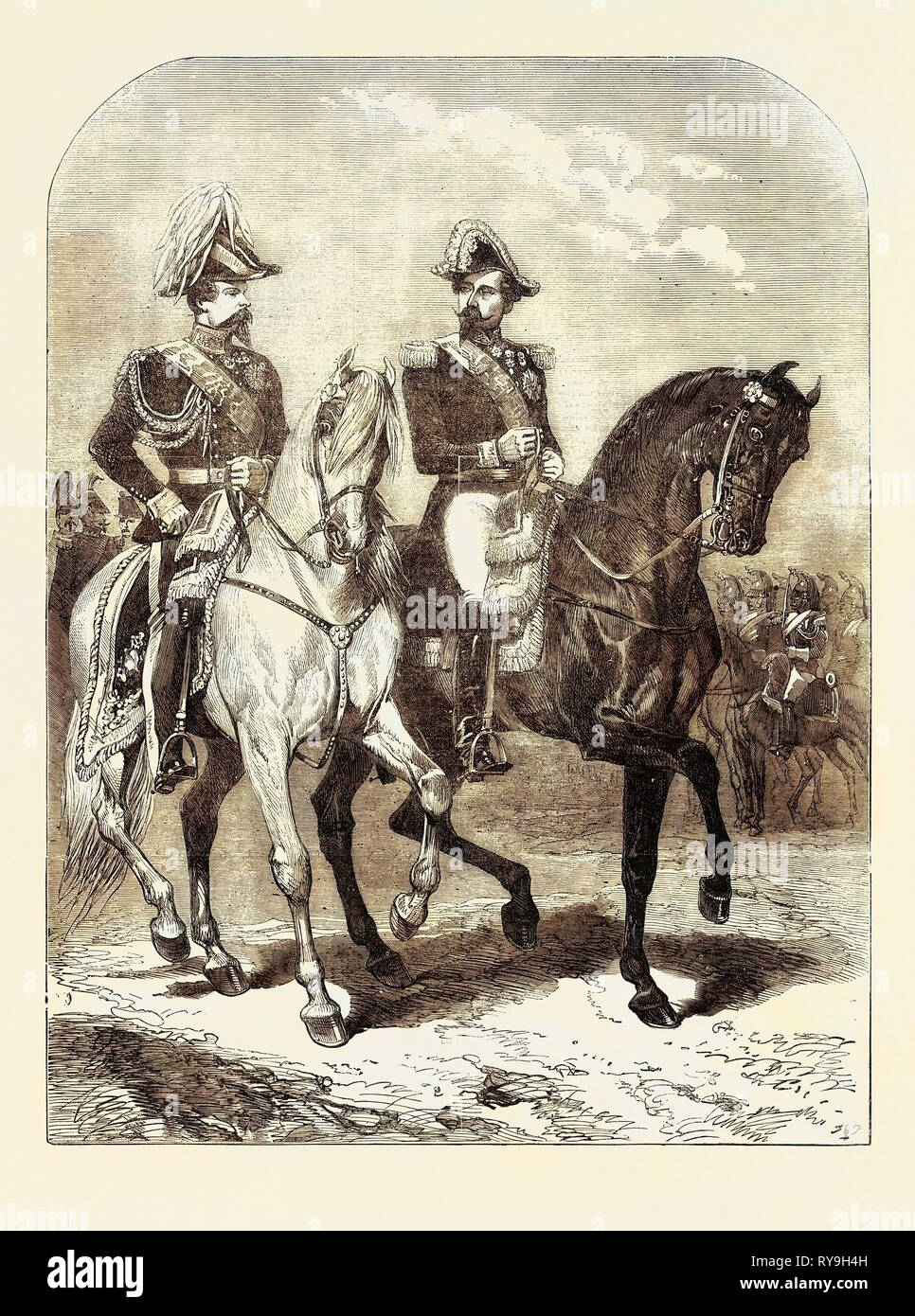 Der König von Sardinien und der Kaiser der Franzosen an der Grand in Paris. Stockfoto