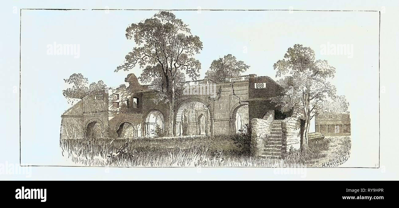 Skizzen von alten Gebäuden in Dacca, Bengal: Ruinen der Nawab-Baree Stockfoto