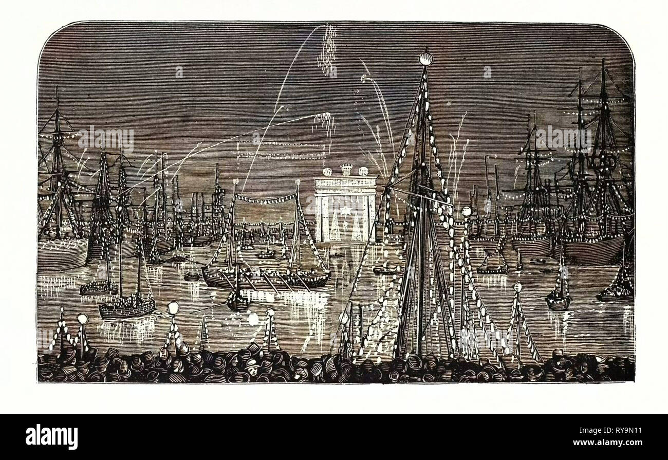 Frankreich: Die BELEUCHTUNG DER FLOTTE IN DER WERFT, CHERBOURG Stockfoto