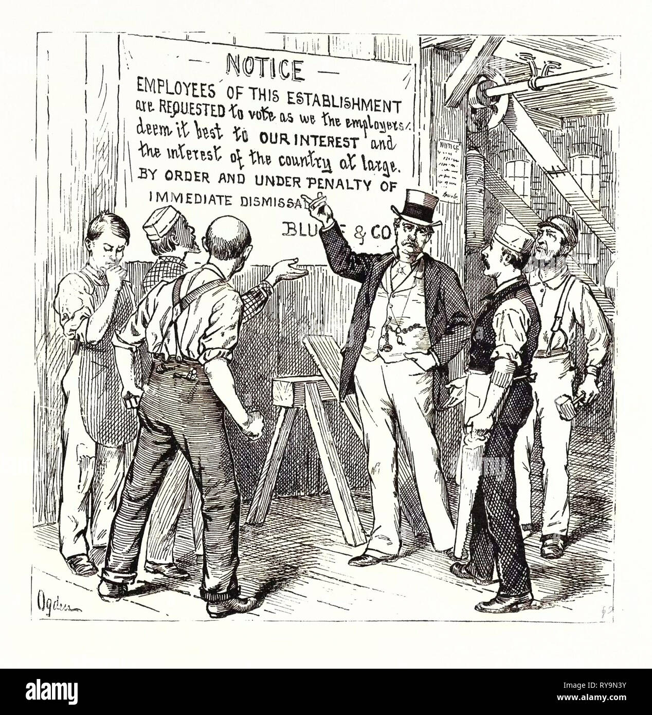 Eine freie und ungehinderte Stimmzettel, Gravur 1880 1881 Stockfoto