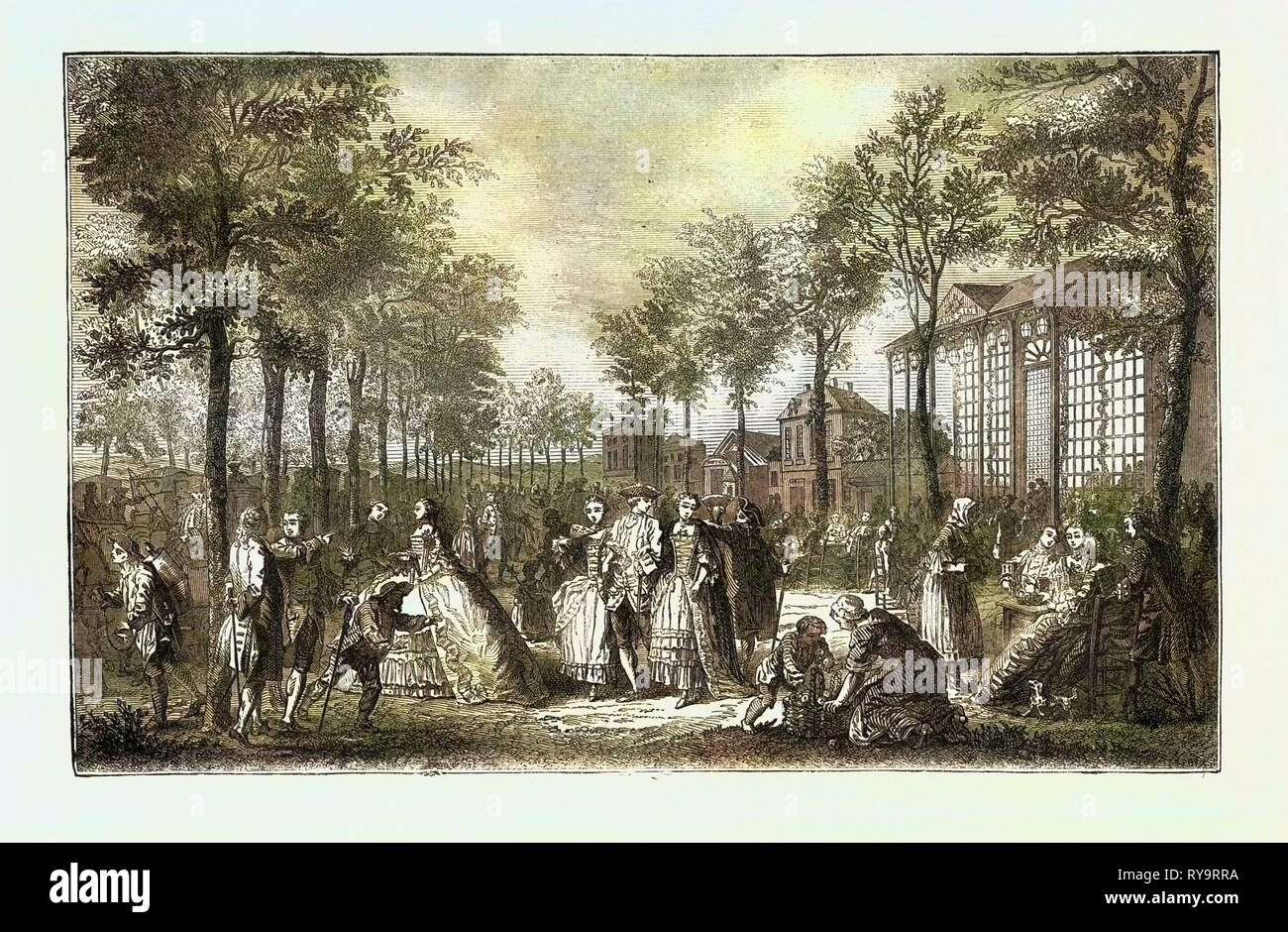 Die Boulevards von Paris im 18. Jahrhundert, Frankreich, Gravur 1882 Stockfoto