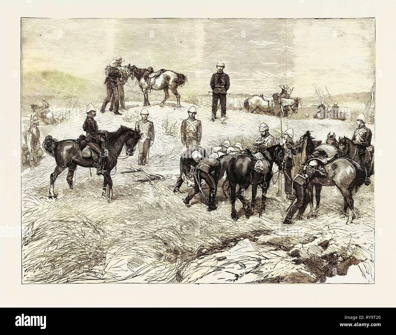 Ende der Prinz Louis Napoleon, Wiederherstellung des Körpers in das Tal von Ilyotozi, Gravur 1879 Stockfoto