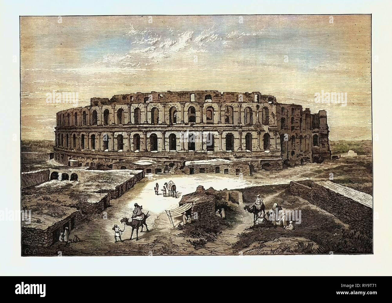 Das römische Kolosseum von Thysdrus, El Djem, in der Nähe von Tunis Stockfoto