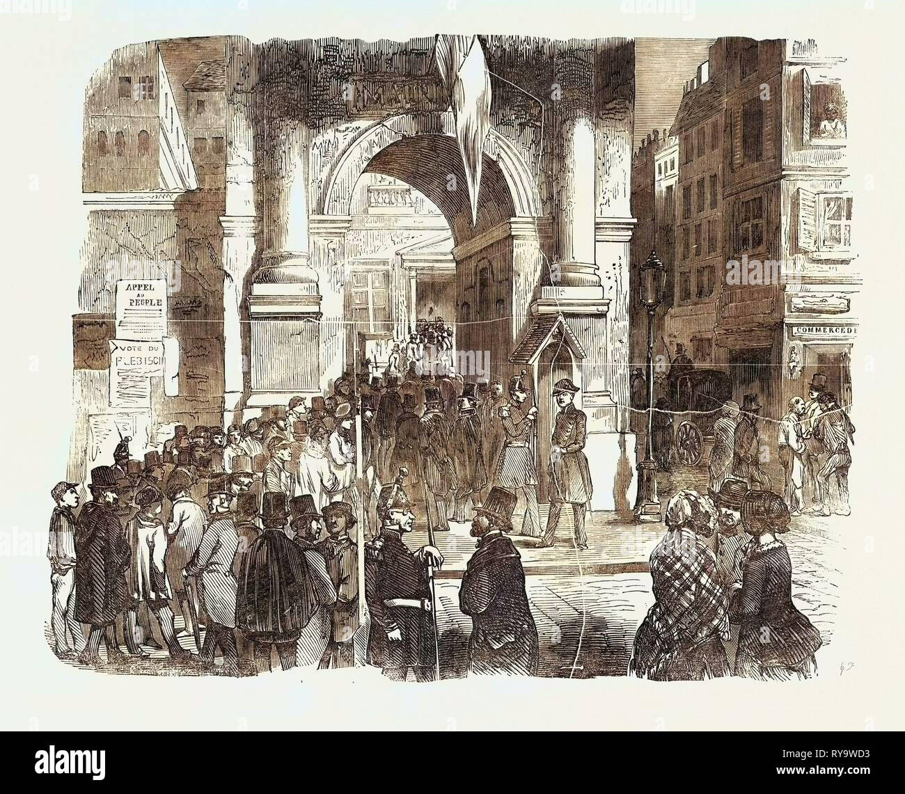 Die Präsidentschaftswahlen in Paris: die Anwendung für die Abstimmung von Tickets an der Mairie, Frankreich, 1851 Stockfoto