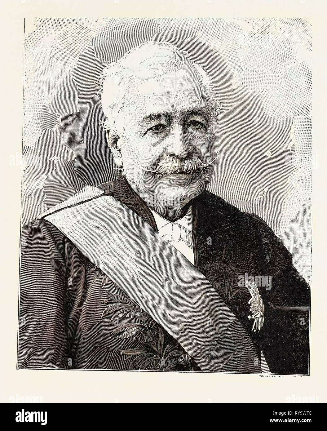 Vicomte M. Ferdinand De Lesseps, die französischen Entwickler des Suez Kanal, Frankreich, 1893 Gravur Stockfoto