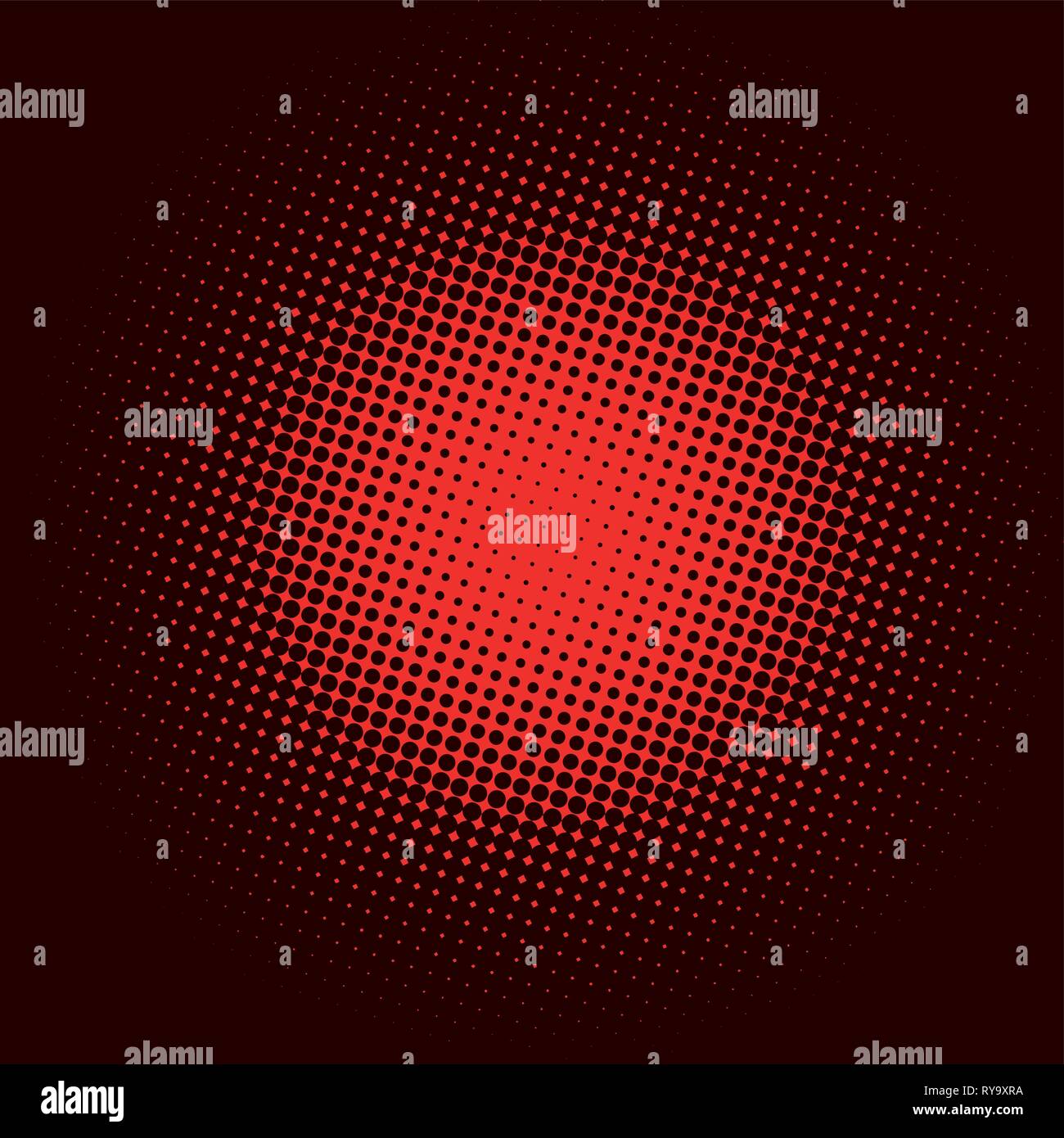 Farbe halftone Farbverlauf Kreis rot auf schwarzem Hintergrund Stock Vektor