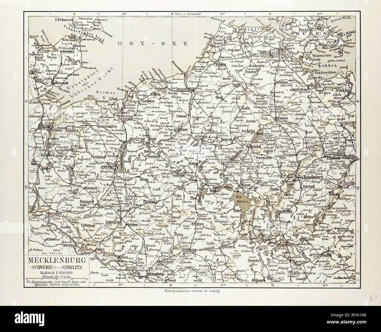 Karte mecklenburg deutschland 1899 neunzehnten jahrhunderts karte